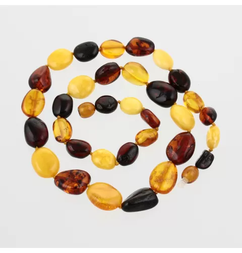 Large beads Baltic amber kntted necklace 48cm