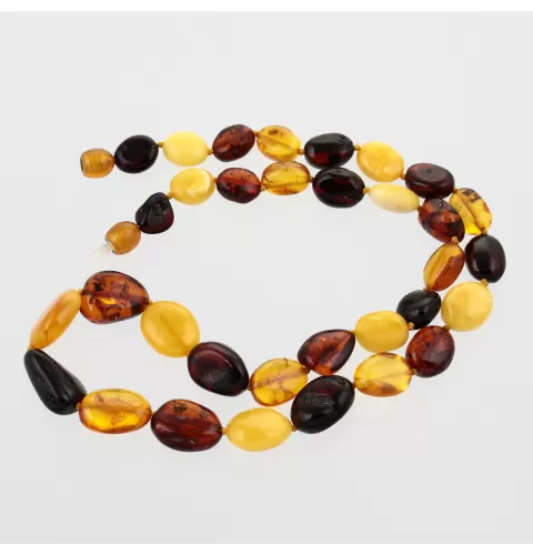 Large beads Baltic amber kntted necklace 48cm