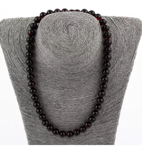Cherry Round beads Baltic amber PRESSED necklace 46cm