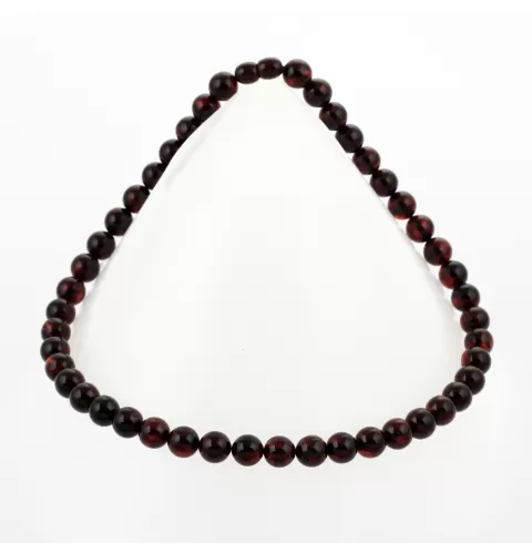 Cherry Round beads Baltic amber PRESSED necklace 46cm