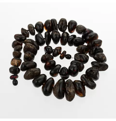 Large Dark BAROQUE beads Baltic amber necklace 62cm