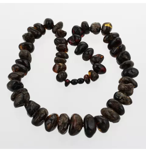 Large Dark BAROQUE beads Baltic amber necklace 62cm