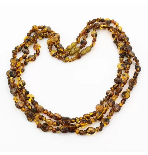 3 BUTTON beads Baltic amber necklace 55cm