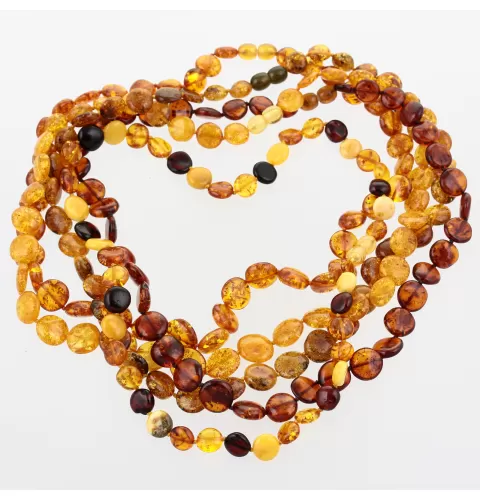 5 BUTTON beads Baltic amber necklace 51cm