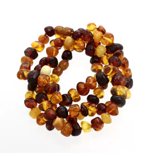 5 Multi BAROQUE Baltic amber adult bracelets 19cm
