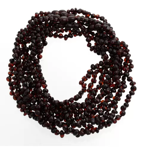 10 Ruby BAROQUE teething Baltic amber necklaces 36cm