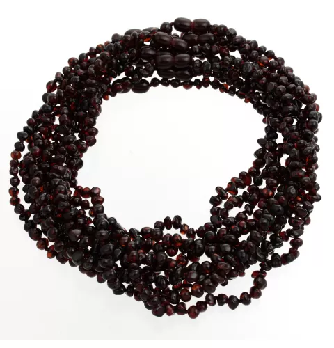 10 Ruby BAROQUE teething Baltic amber necklaces 38cm
