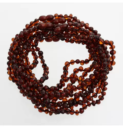 10 Cognac BAROQUE Baltic amber teething necklaces 32cm