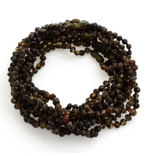 10 Dark BAROQUE teething Baltic amber necklaces 33cm