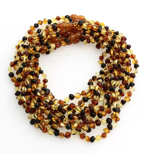 10 Multi BAROQUE Baltic amber teething necklaces 38cm
