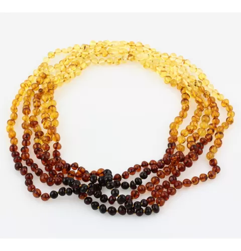 5 Rainbow BAROQUE Baltic amber adult necklaces 55cm