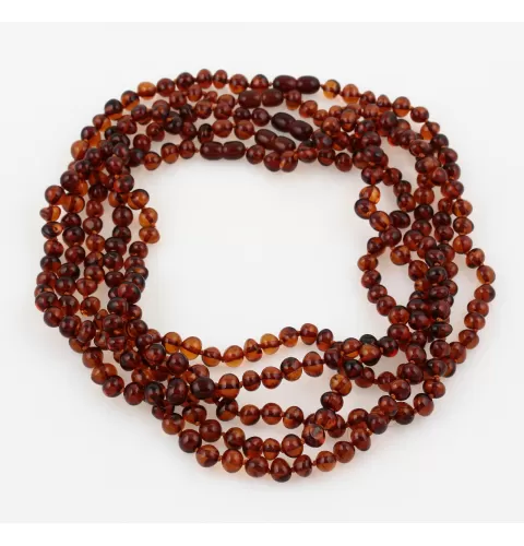 5 Cognac BAROQUE Baltic amber adult necklaces 64cm