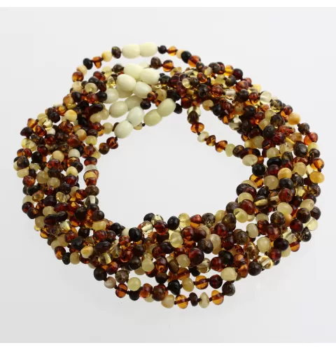10 Mix BAROQUE teething Baltic amber necklaces 38cm