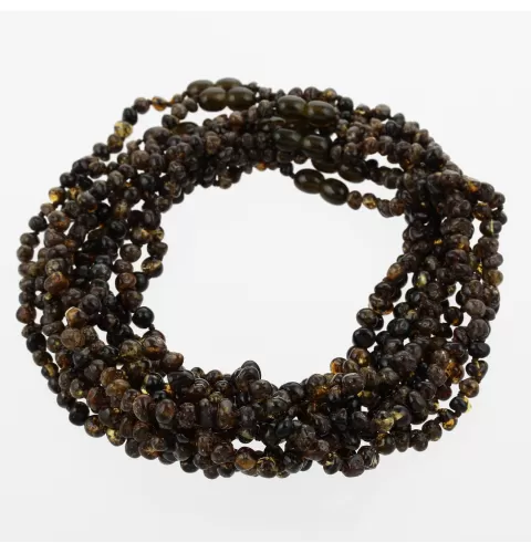 10 Dark BAROQUE teething Baltic amber necklaces 38cm