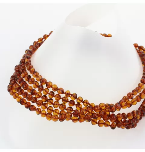 5 Cognac BAROQUE Baltic amber adult necklaces 55cm