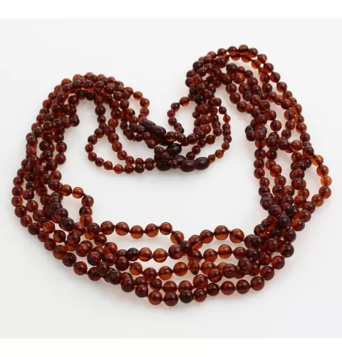5 Cognac ROUND beads Baltic amber adult necklaces 60cm