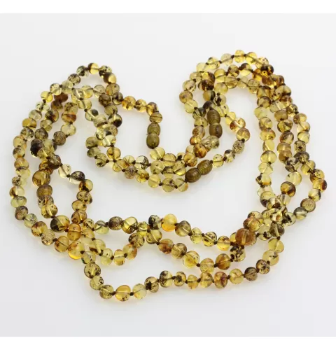 3 Green BAROQUE Baltic amber adult necklaces 58cm