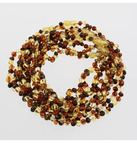 10 Multi BAROQUE teething Baltic amber necklaces 32cm