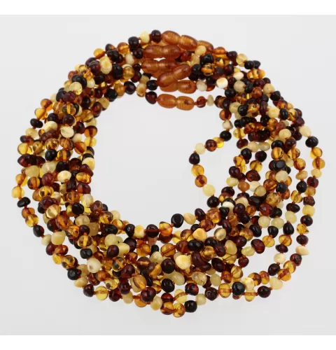 10 Multi BAROQUE teething Baltic amber necklaces 36cm