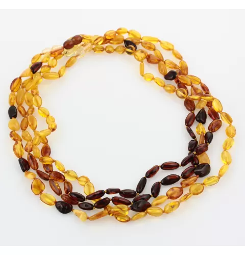 4 Multi BEANS Baltic amber adult necklaces 50cm