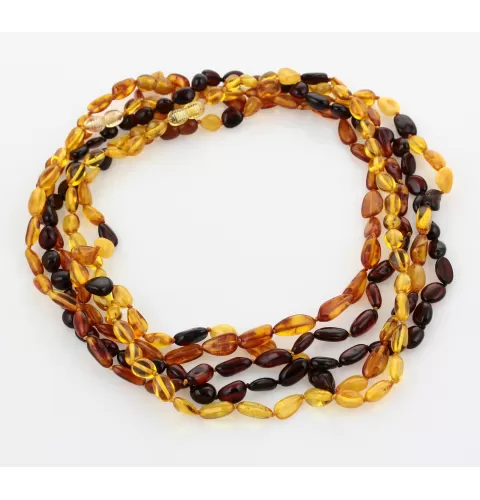 5 Multi BEANS Baltic amber adult necklaces 50cm