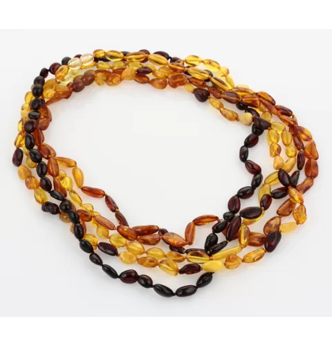 5 Multi BEANS Baltic amber adult necklaces 50cm