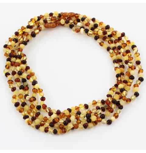 5 Multi BAROQUE Baltic amber adult necklaces 50cm