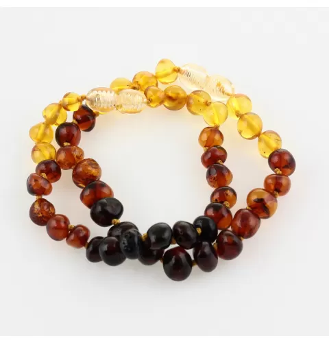 2 Rainbow BAROQUE Baltic amber adult bracelets 19cm