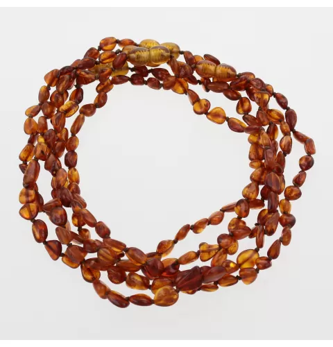 5 Cognac BEANS Baltic amber teething necklaces 32cm