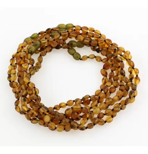 7 Raw Green BEANS Baby Baltic amber teething necklaces 33cm
