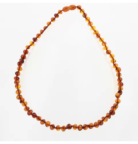 Cognac BAROQUE beads Baltic amber necklace 48cm