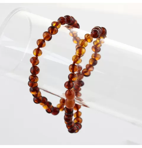 Cognac BAROQUE beads Baltic amber necklace 48cm