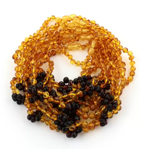 10 Flower BAROQUE Baby teething Baltic amber necklaces 32cm
