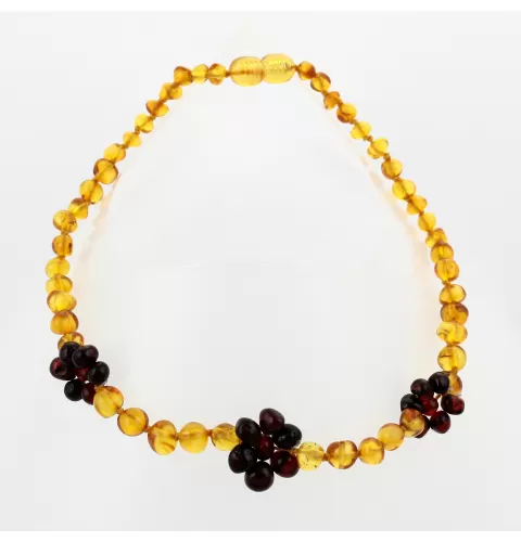 10 Flower BAROQUE Baby teething Baltic amber necklaces 32cm