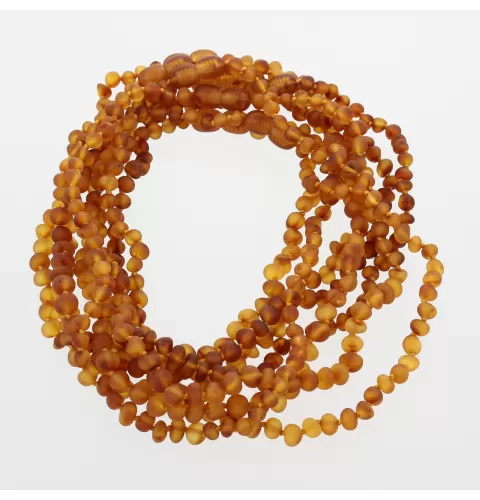8 Raw Honey BAROQUE Baltic amber teething necklaces 32cm