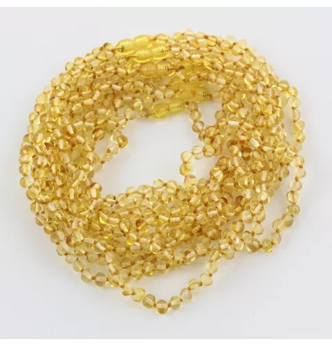 10 Lemon BROQUE teething Baltic amber necklaces 33cm