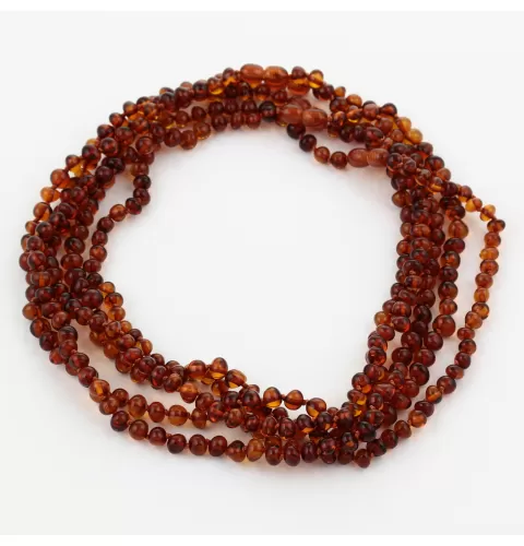 5 Cognac BAROQUE Baltic amber adult necklaces 45cm