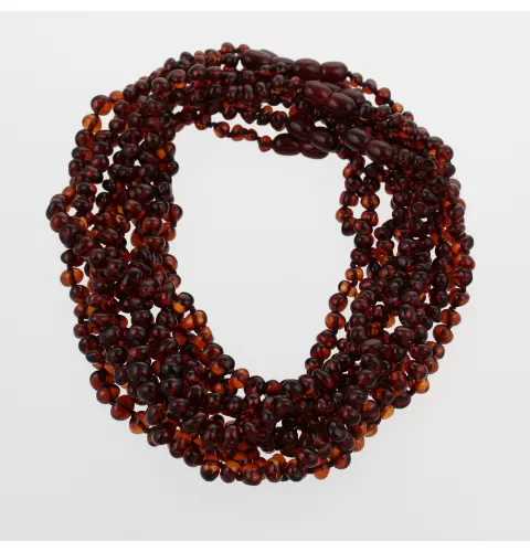 10 Cognac BAROQUE teething Baltic amber necklaces 38cm