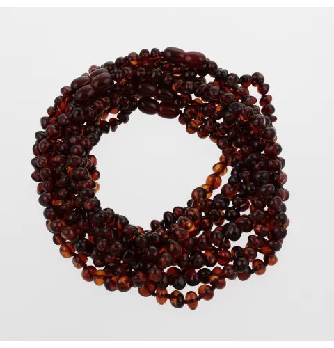 10 Cognac BAROQUE teething Baltic amber necklaces 28cm