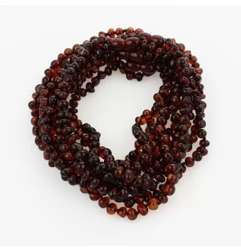 10 Cognac BAROQUE teething Baltic amber necklaces 28cm