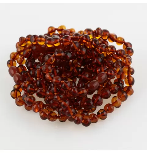 10 Cognac BAROQUE Baltic amber adult bracelets 19cm