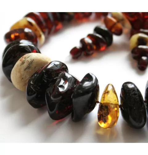 Large BAROQUE beads Baltic amber necklace 19in