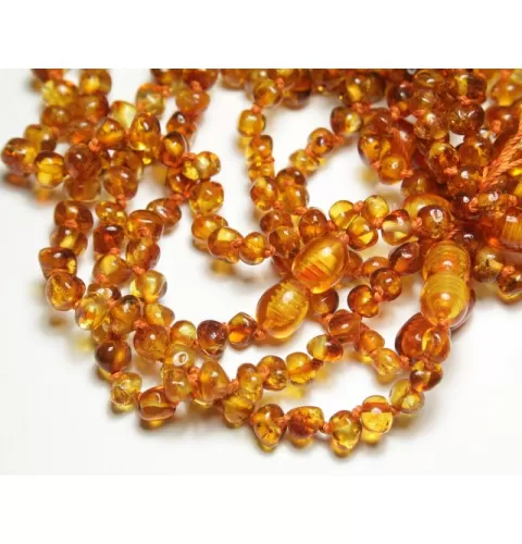 Cognac BAROQUE Baltic amber teething Baby necklace