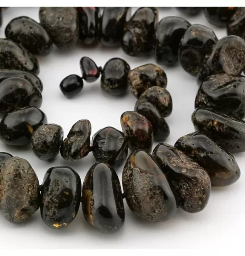 Large Dark BAROQUE beads Baltic amber necklace 62cm