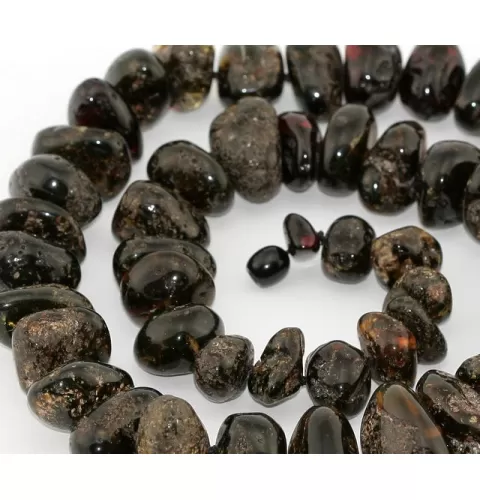 Large Dark BAROQUE beads Baltic amber necklace 62cm