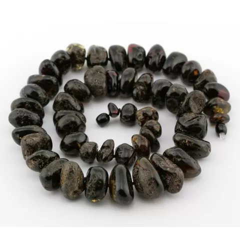 Large Dark BAROQUE beads Baltic amber necklace 62cm