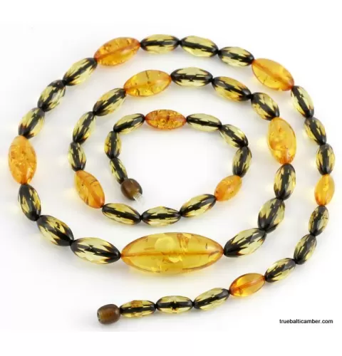 Genuine Baltic amber bead combination long necklace 32in
