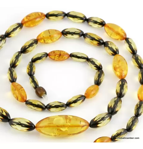 Genuine Baltic amber bead combination long necklace 32in