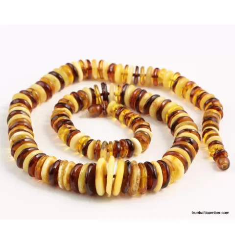 Multi Buttons Baltic amber necklace 24in