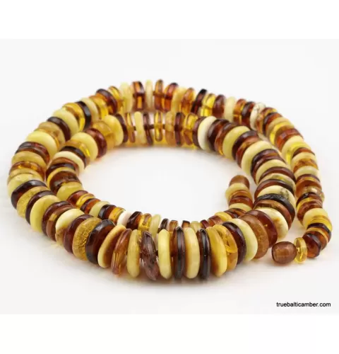 Multi BUTTONS Baltic amber necklace 22in